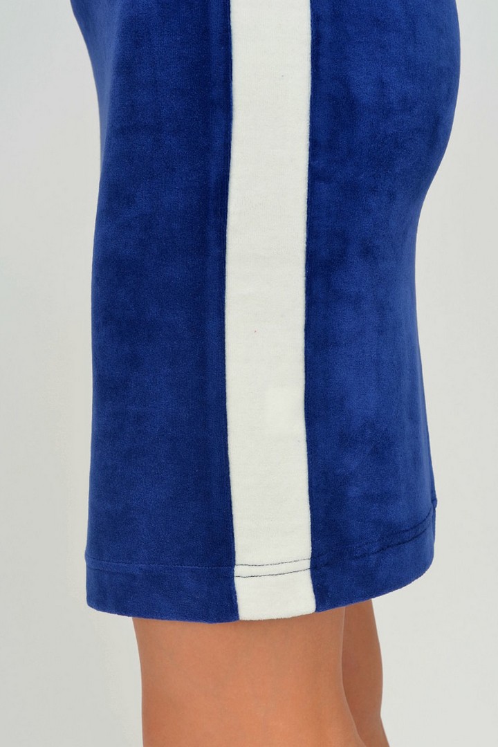 Фото товара 19875, синяя бархатная юбка в спортивном стиле