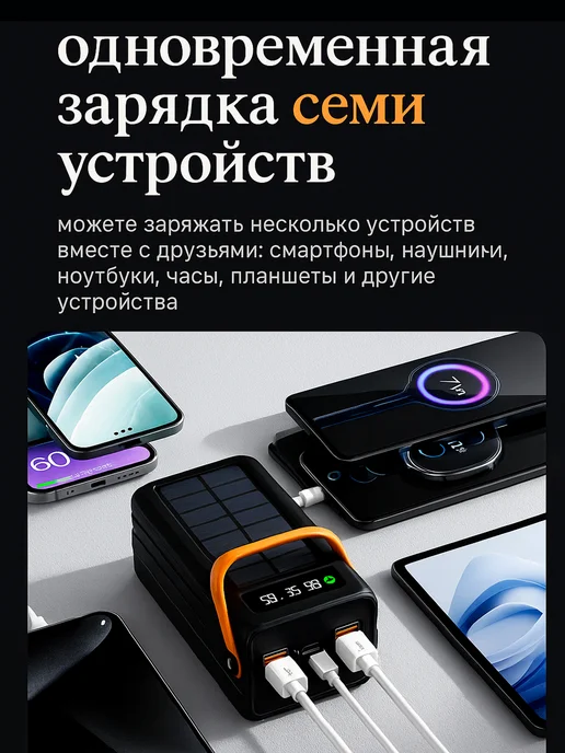 Фото товара 25387, power bank 50000 внешний аккумулятор с солнечной батареей